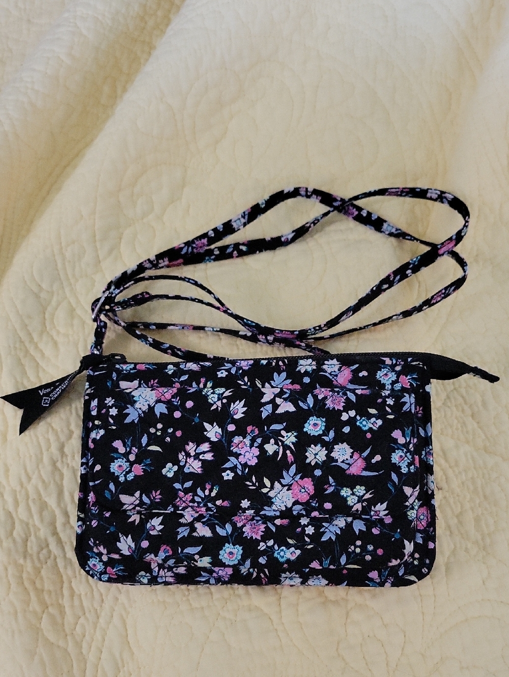 Vera Bradley Black Floral Quilted Crossbody